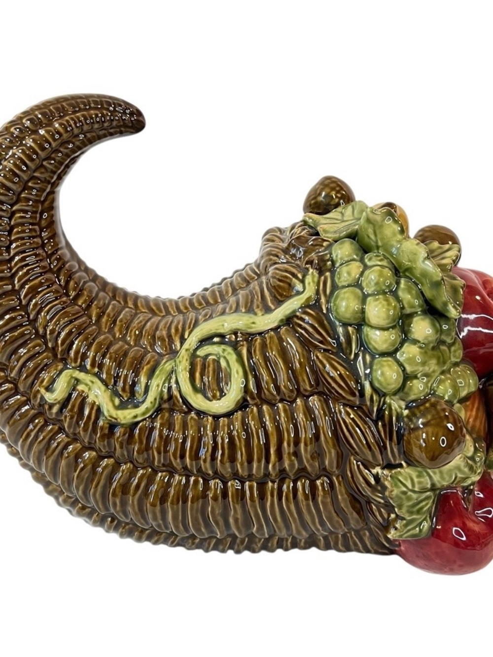 Chris Madden Ceramic Cornucopia Centerpiece Thanksgiving Fall Decor 13.5x8x10”